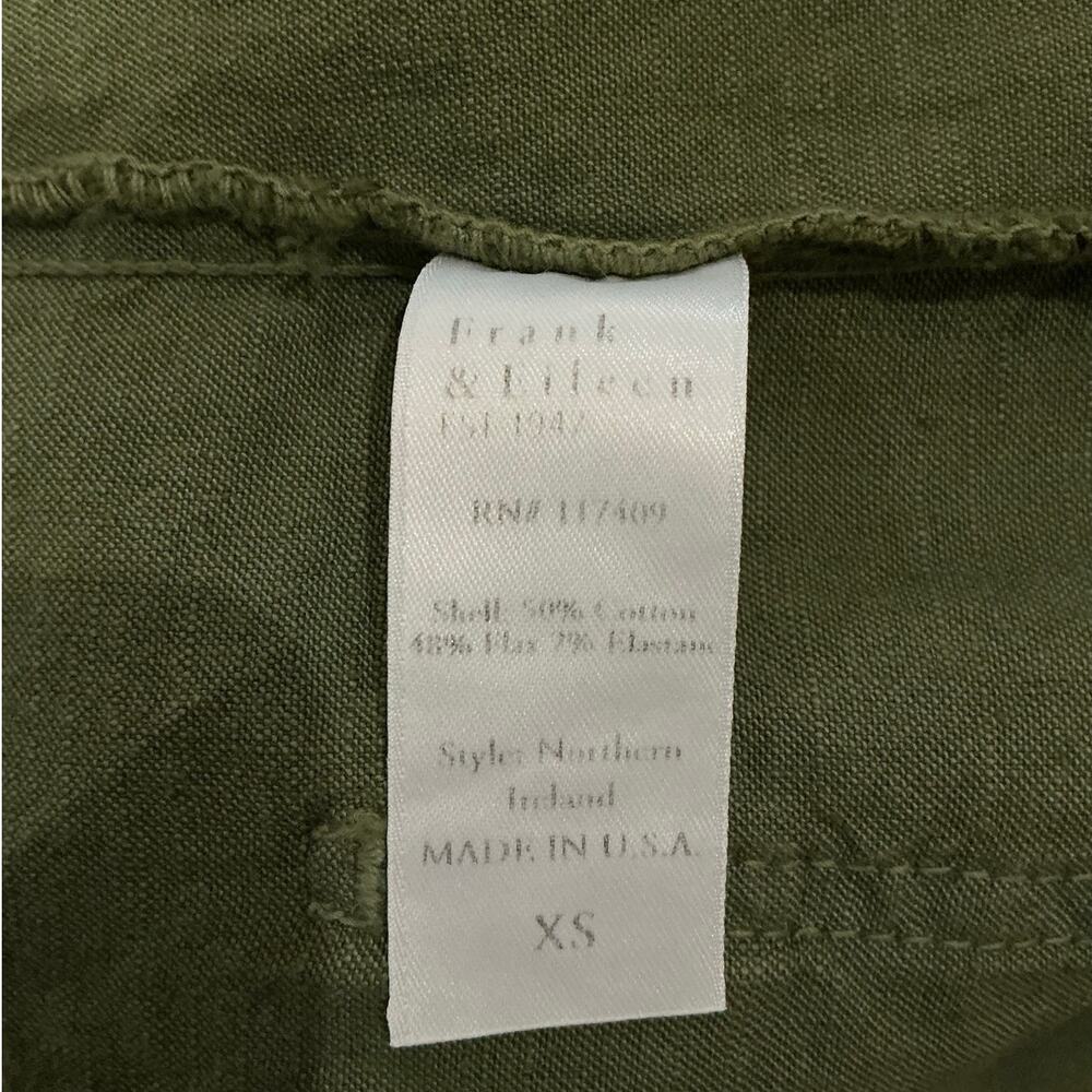 Frank & Eileen Northern Ireland Italian Performance Linen Jumpsuit Army Green XS - Picture 12 of 13